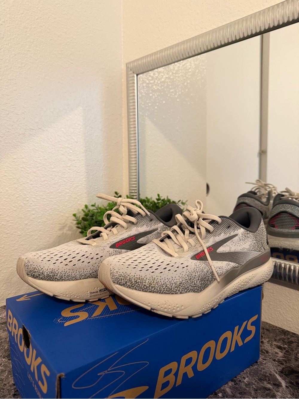 Brooks Neutral Running Shoes in Light Gray, Black, and Pink , Beige